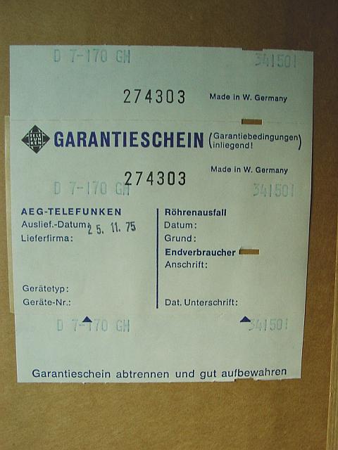 D7-170GH Garantieschein